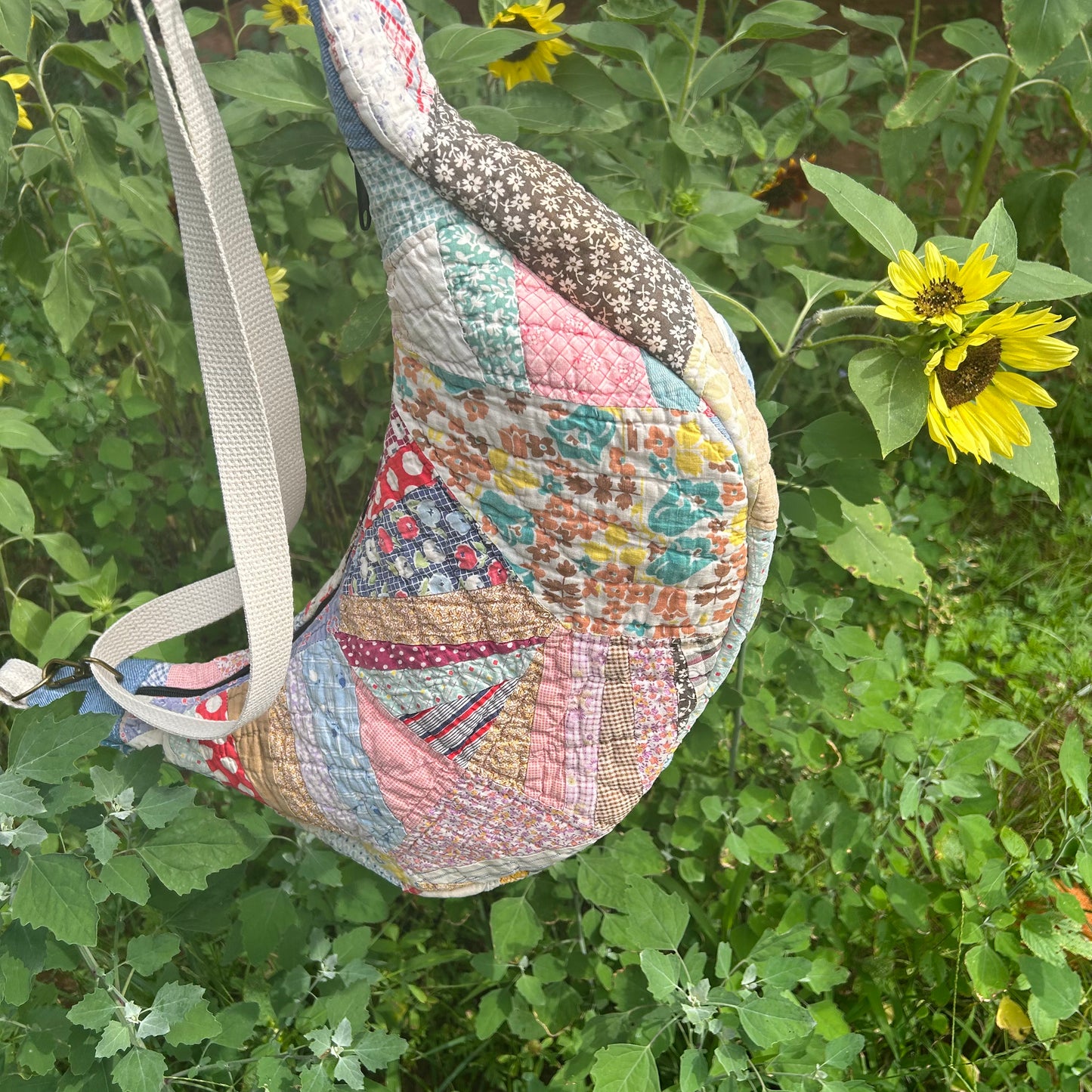 Vintage Diamond Quilt Moon Bag