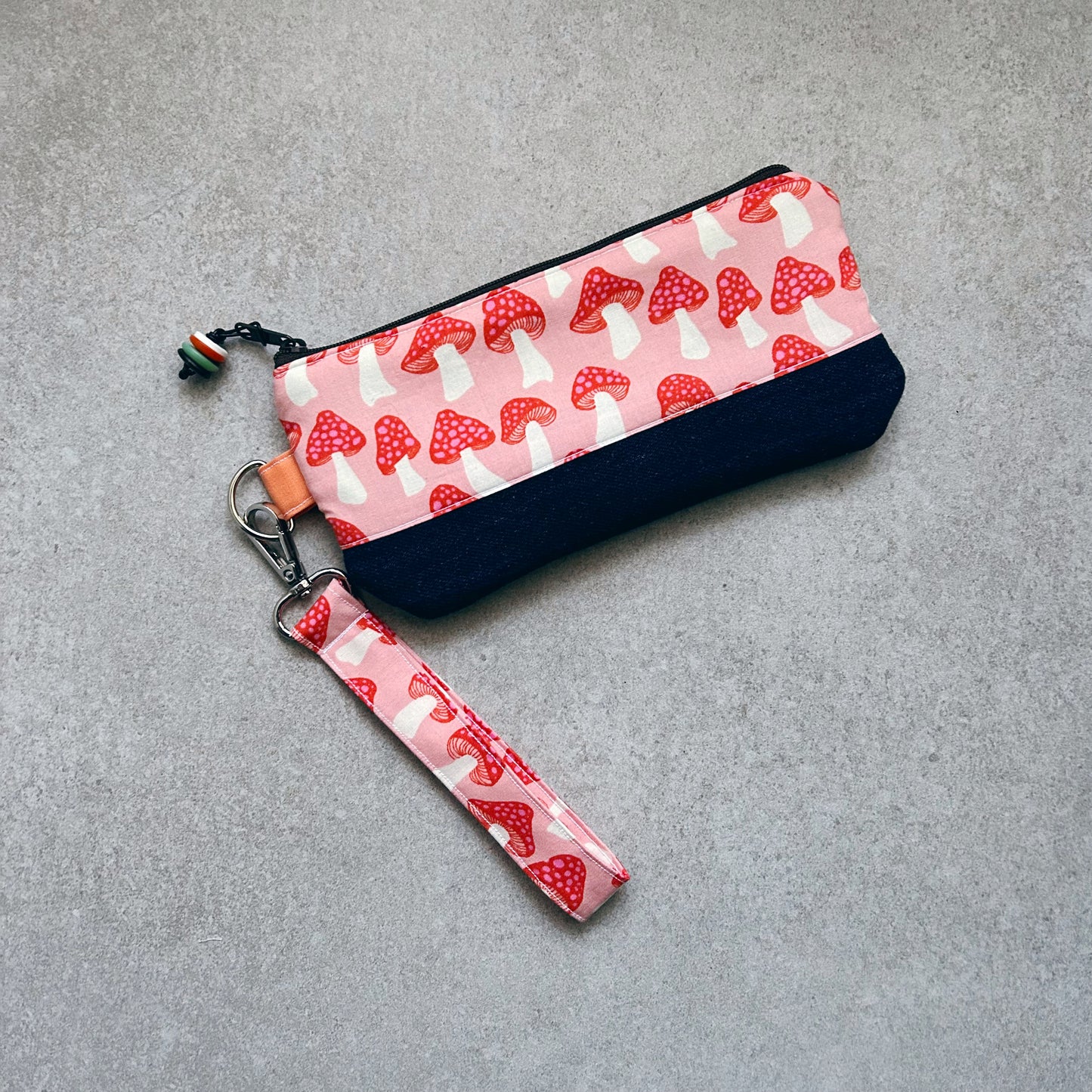 Fabric Zip Pouches with Wristlet Strap