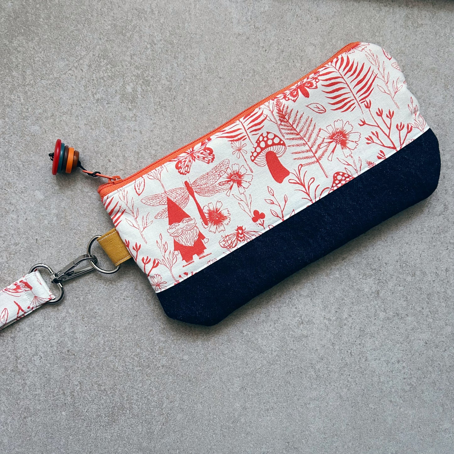 Fabric Zip Pouches with Wristlet Strap