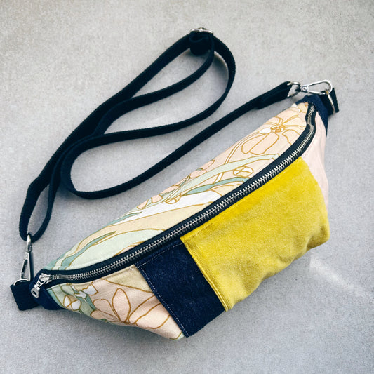 Floral and Velvet Patchwork Classic Crossbody Bag