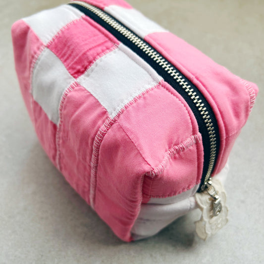 Pink and White Vintage Quilted Boxy Bag