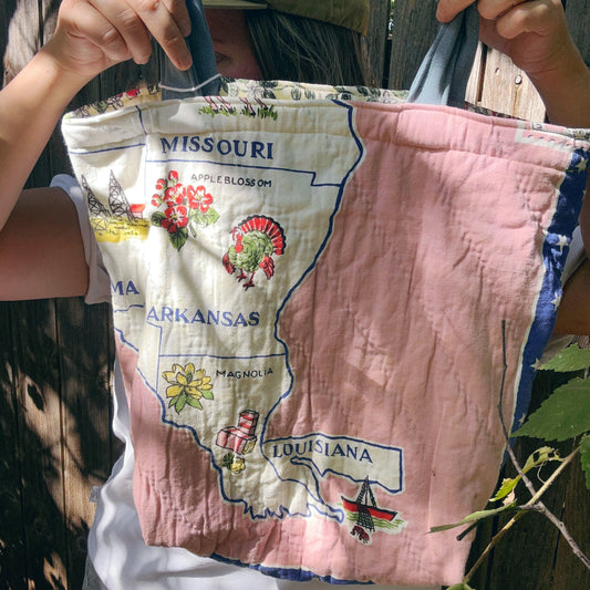 Vintage Feed Sack Quilt Tote Bag