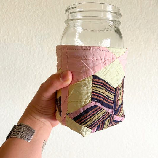 Vintage Star Quilt Mason Jar Cozy