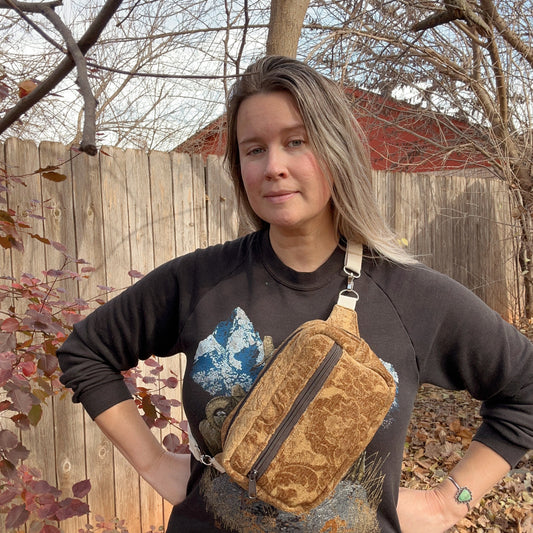 Vintage Textured Velvet Crossbody Bag