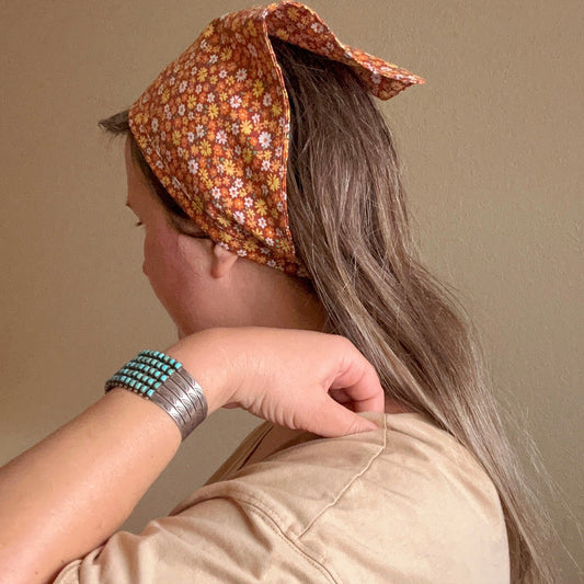 Vintage Kerchief in Orange Floral