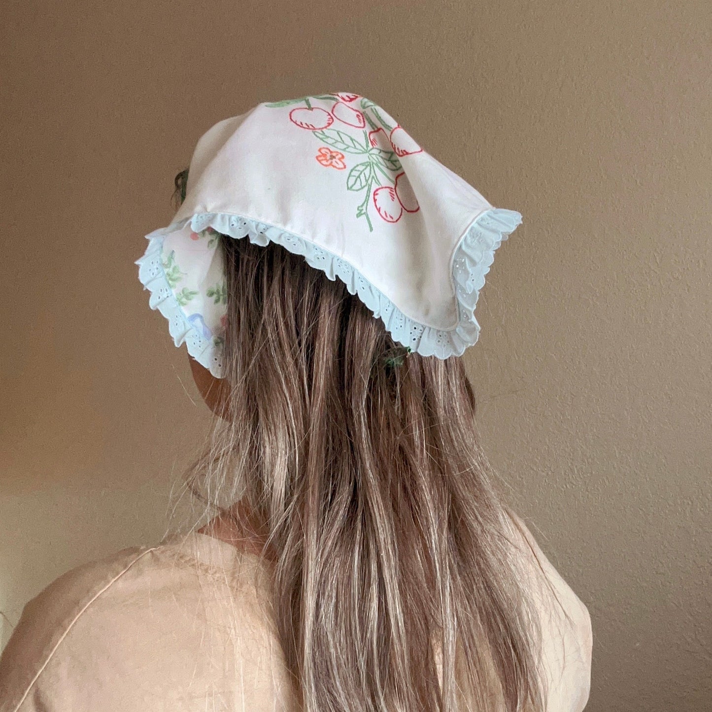 Vintage Kerchief in Cherry Embroidery