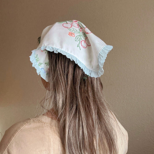 Vintage Kerchief in Cherry Embroidery