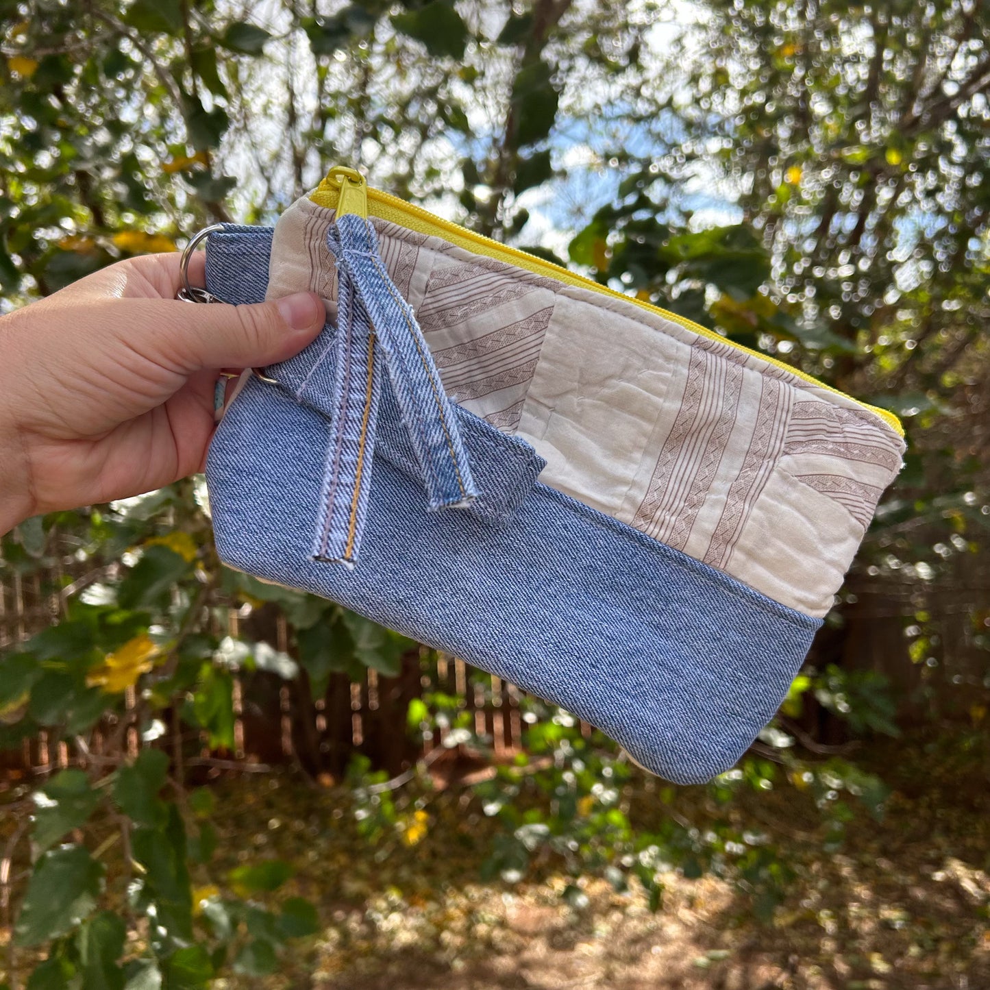 Vintage Quilt + Denim Wristlet Bags