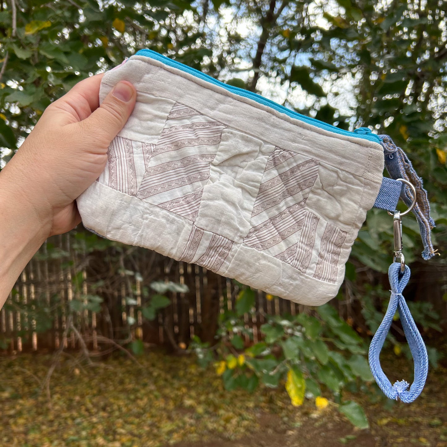 Vintage Quilt + Denim Wristlet Bags