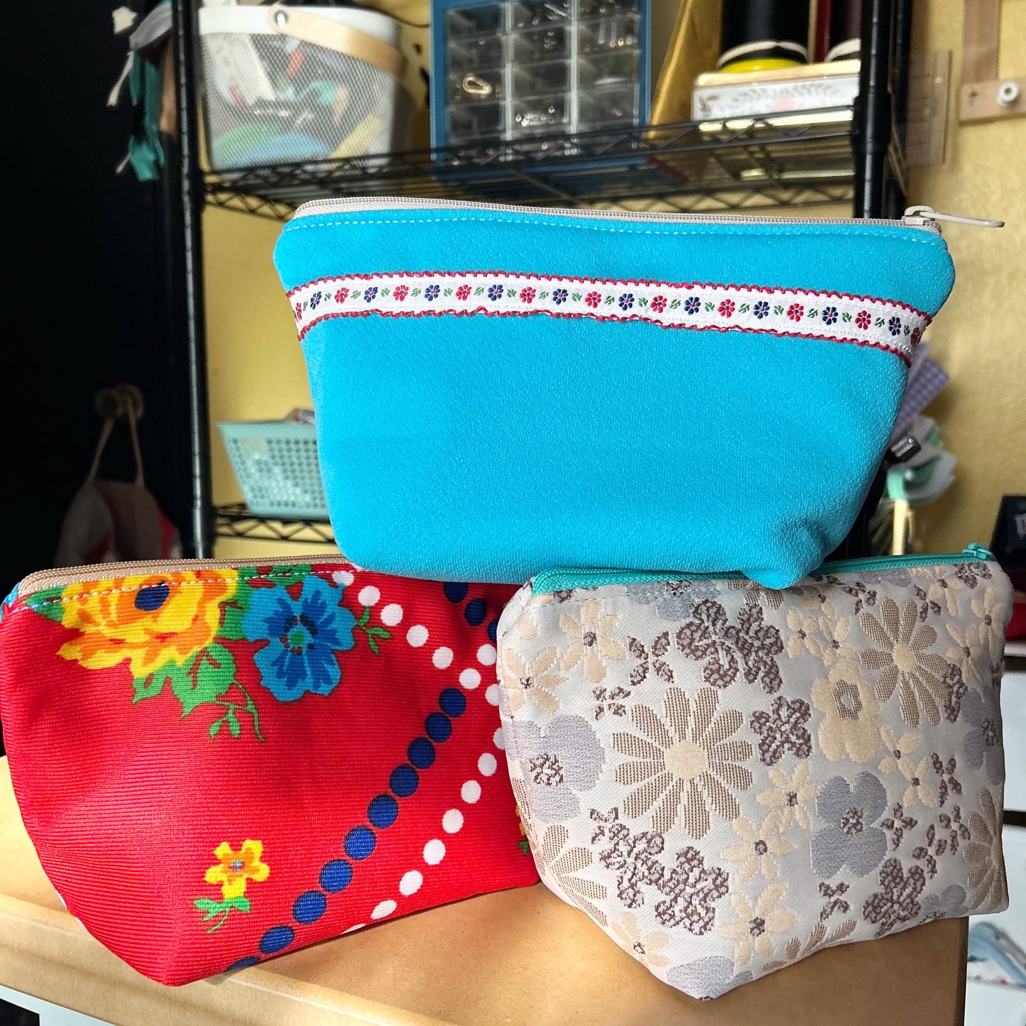 Vintage Double Knit Zip Bags