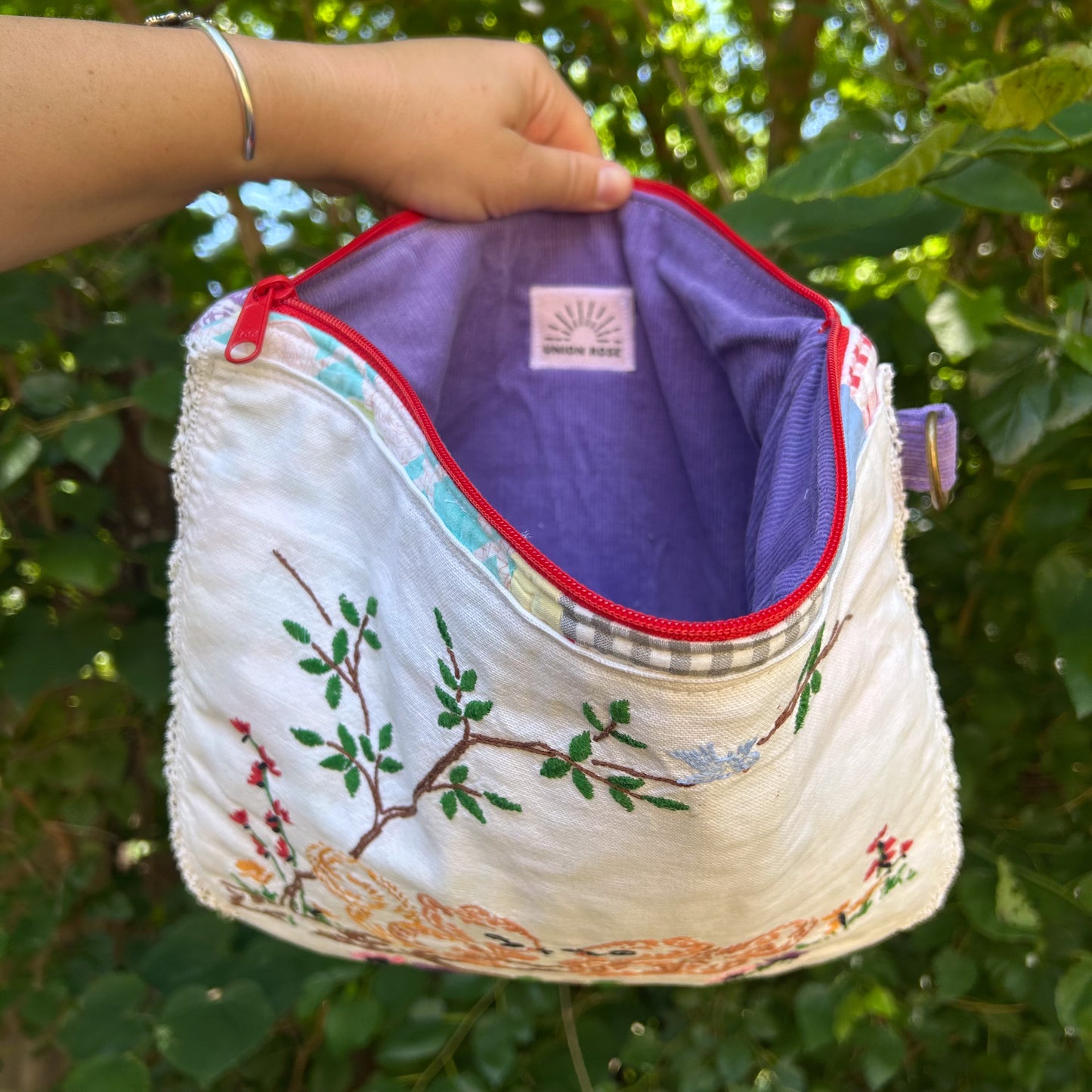 Vintage Embroidered Squirrel Stash Bags