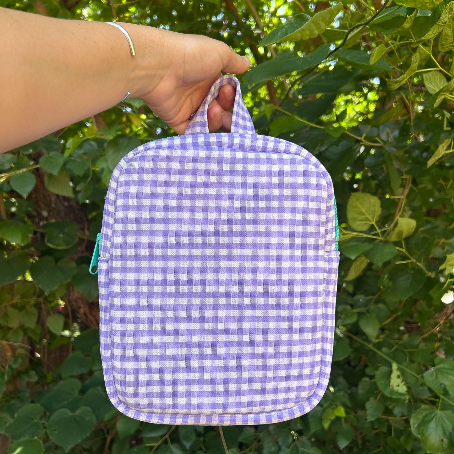 Lilac and White Checkered Carry-Along