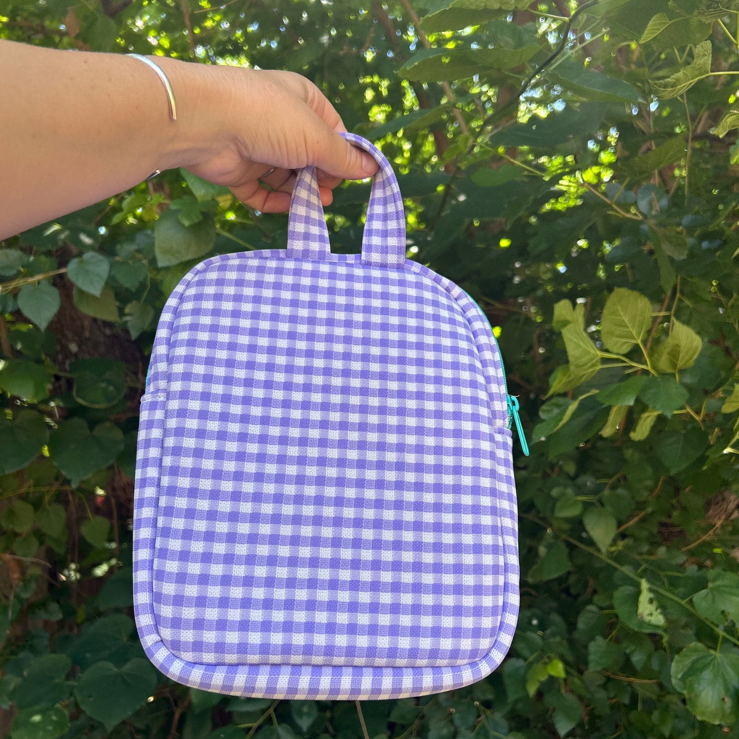Lilac and White Checkered Carry-Along