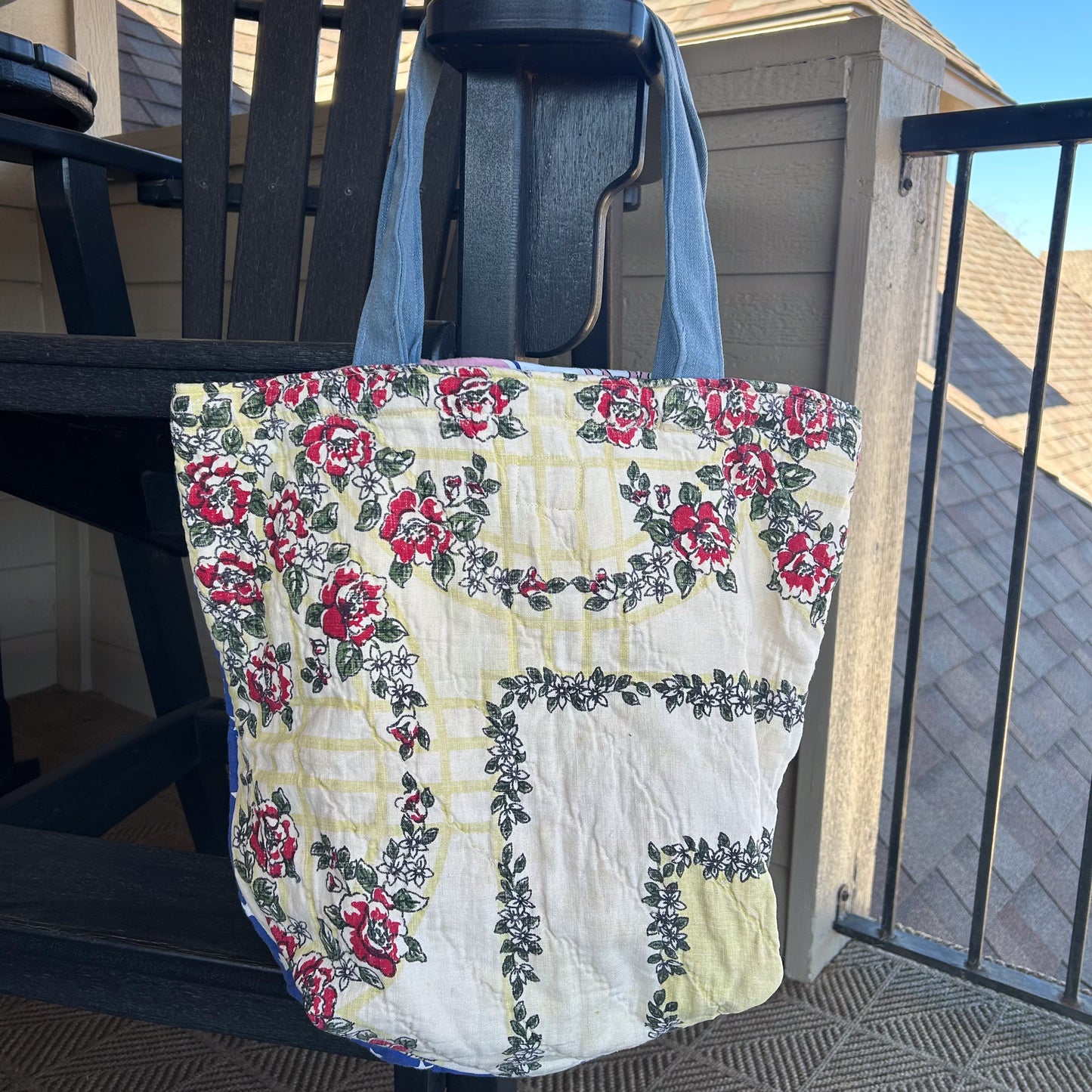 Vintage Feed Sack Quilt Tote Bag