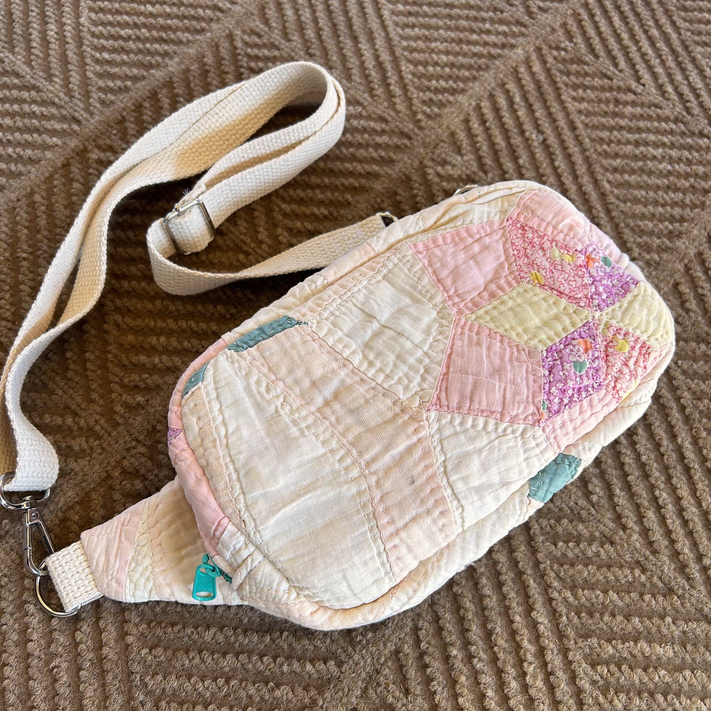 Vintage Quilt Pastel Crossbody Bag