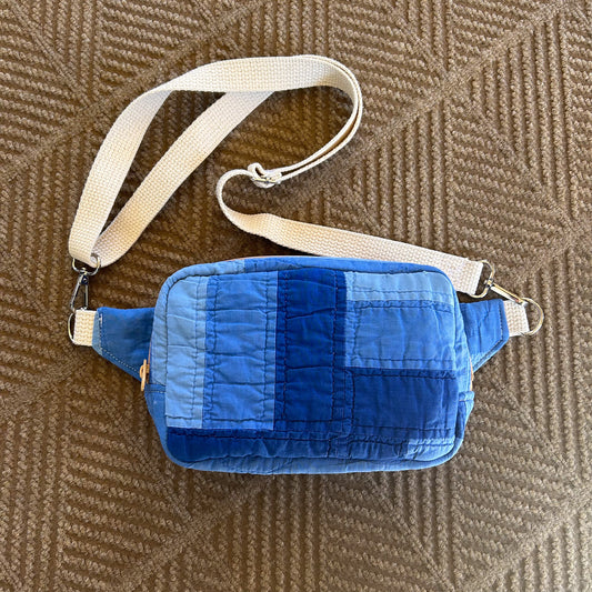 Vintage Blue Quilt Crossbody Bag