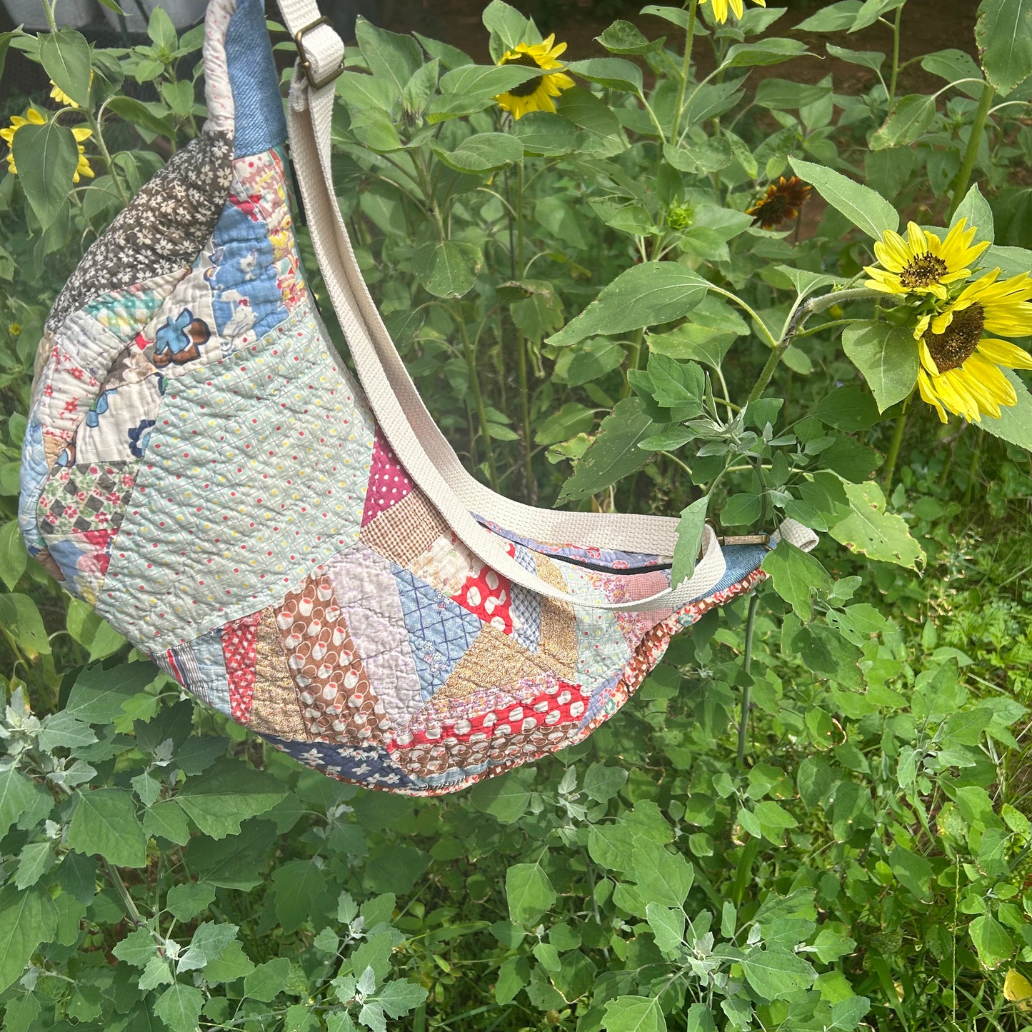 Vintage Diamond Quilt Moon Bag