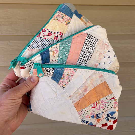 Vintage Quilted Zipper Pouches