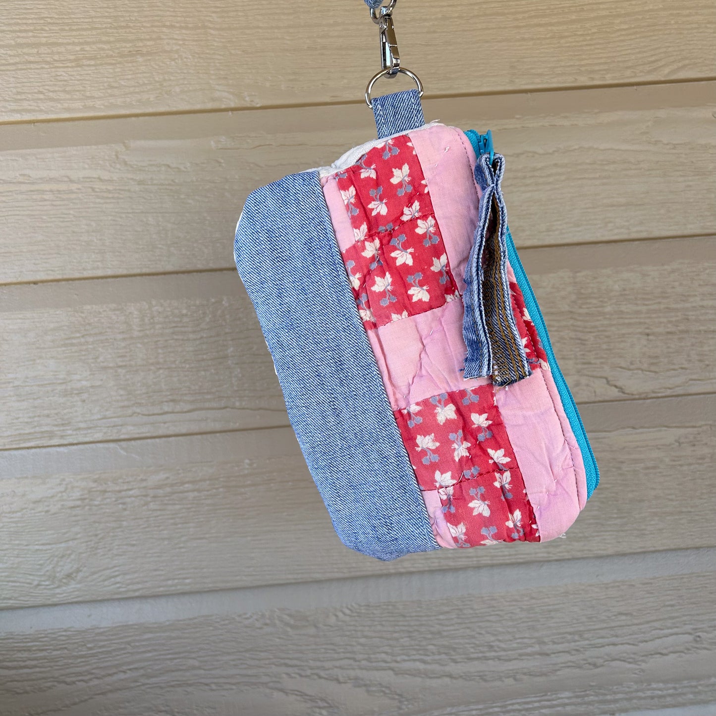 Vintage Quilt + Denim Wristlet Bags