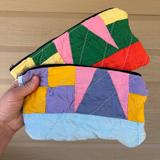 Vintage Colorblock Quilt Clutch Bags