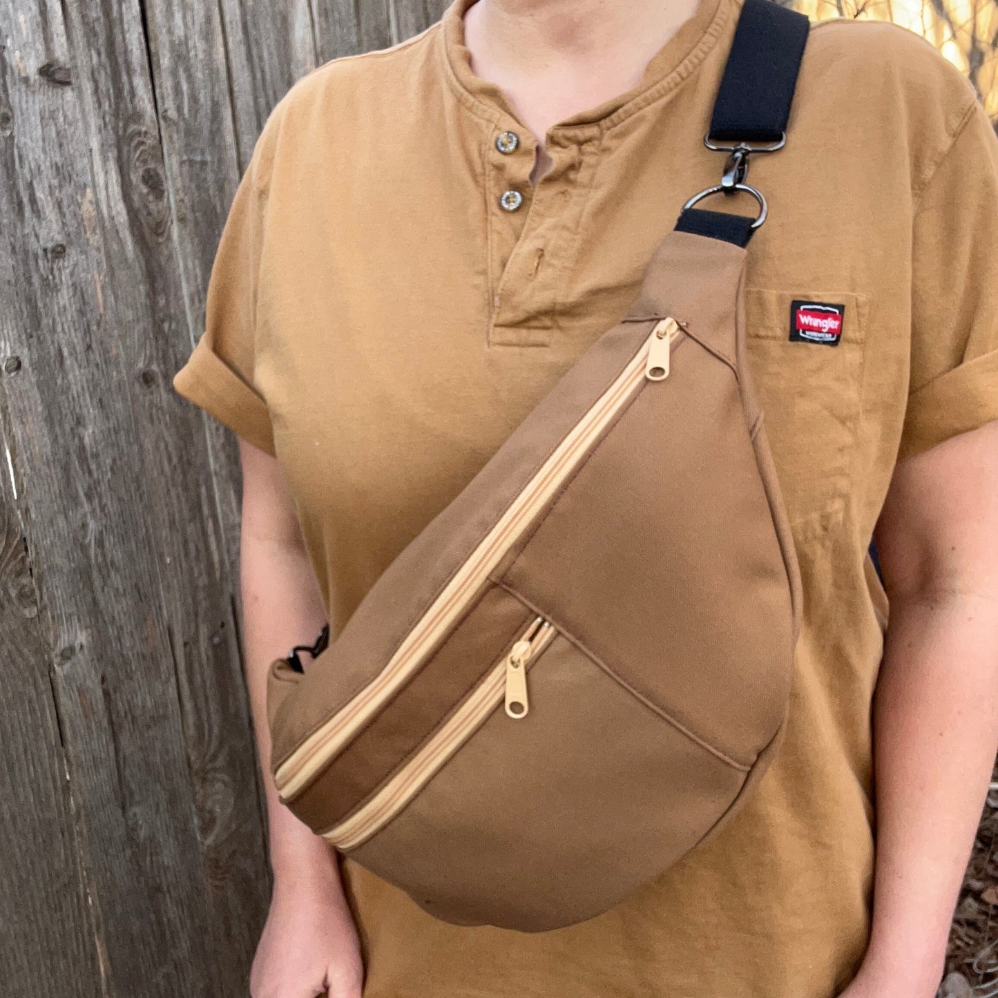 Brown Duck Cloth Canvas Crossbody Bag