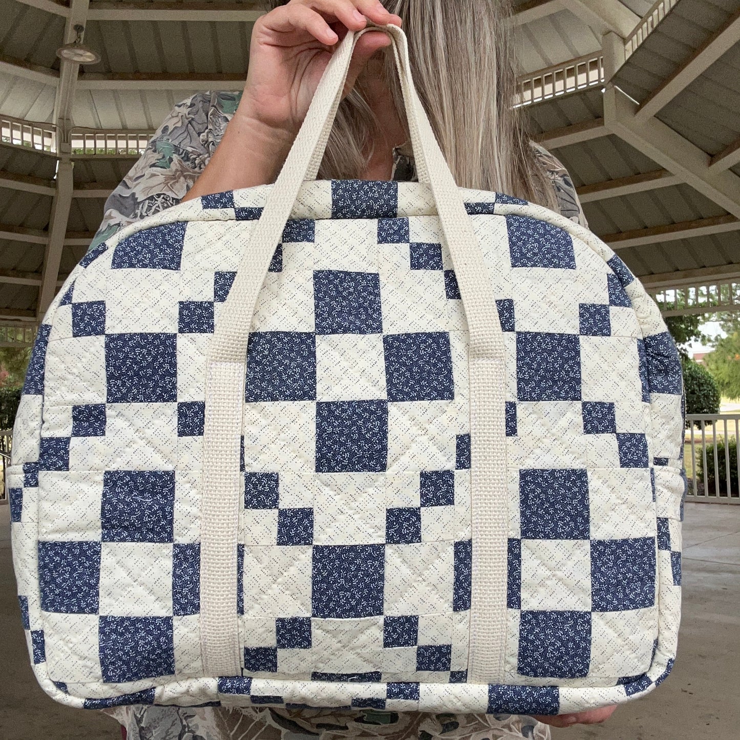 Blue and White Quilted Weekender Bag *Sample Sale*