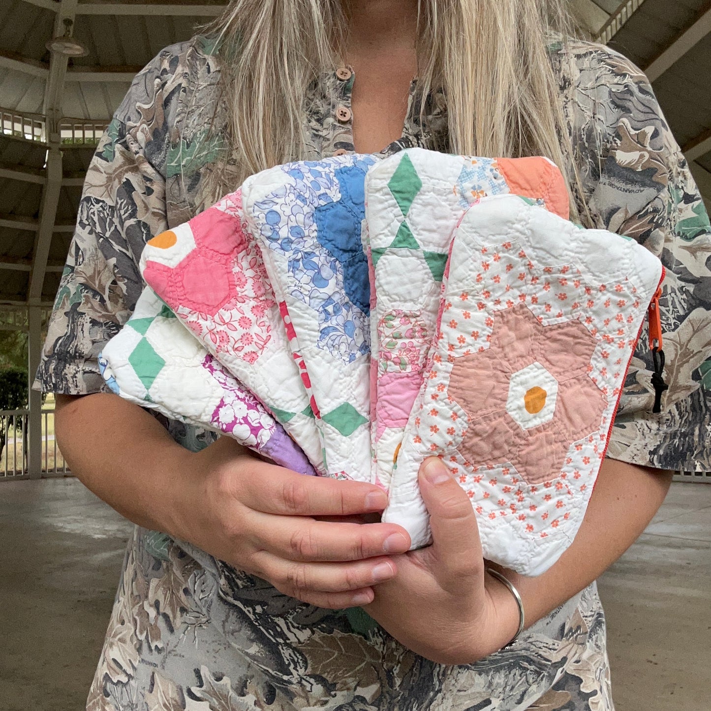 Grandmother's Garden Quilt Zip Bags