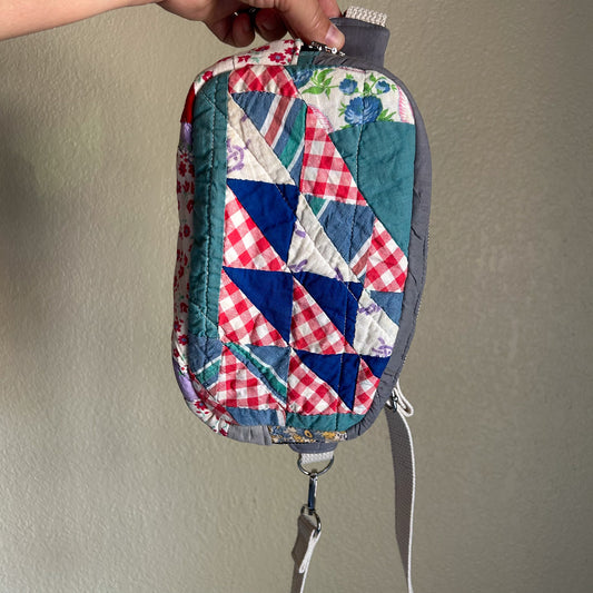 Vintage Blue and Green Quilted Crossbody